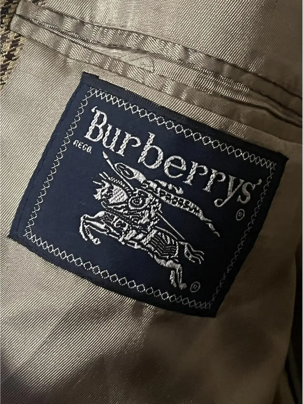 Burberrys Vintage Blazer Men's Brown Checkered 48L 100% silk